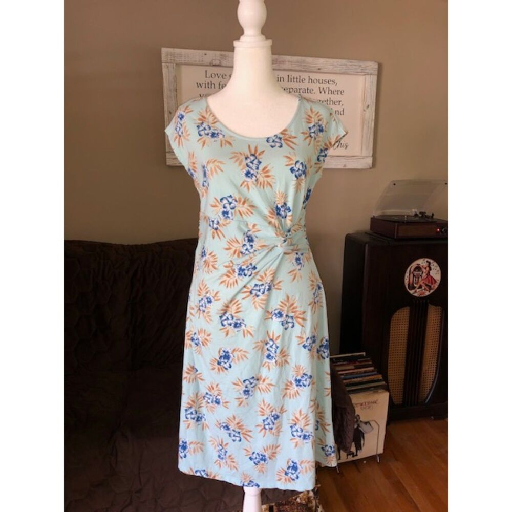 Coquette blue floral Cottagecore Dress with front knot